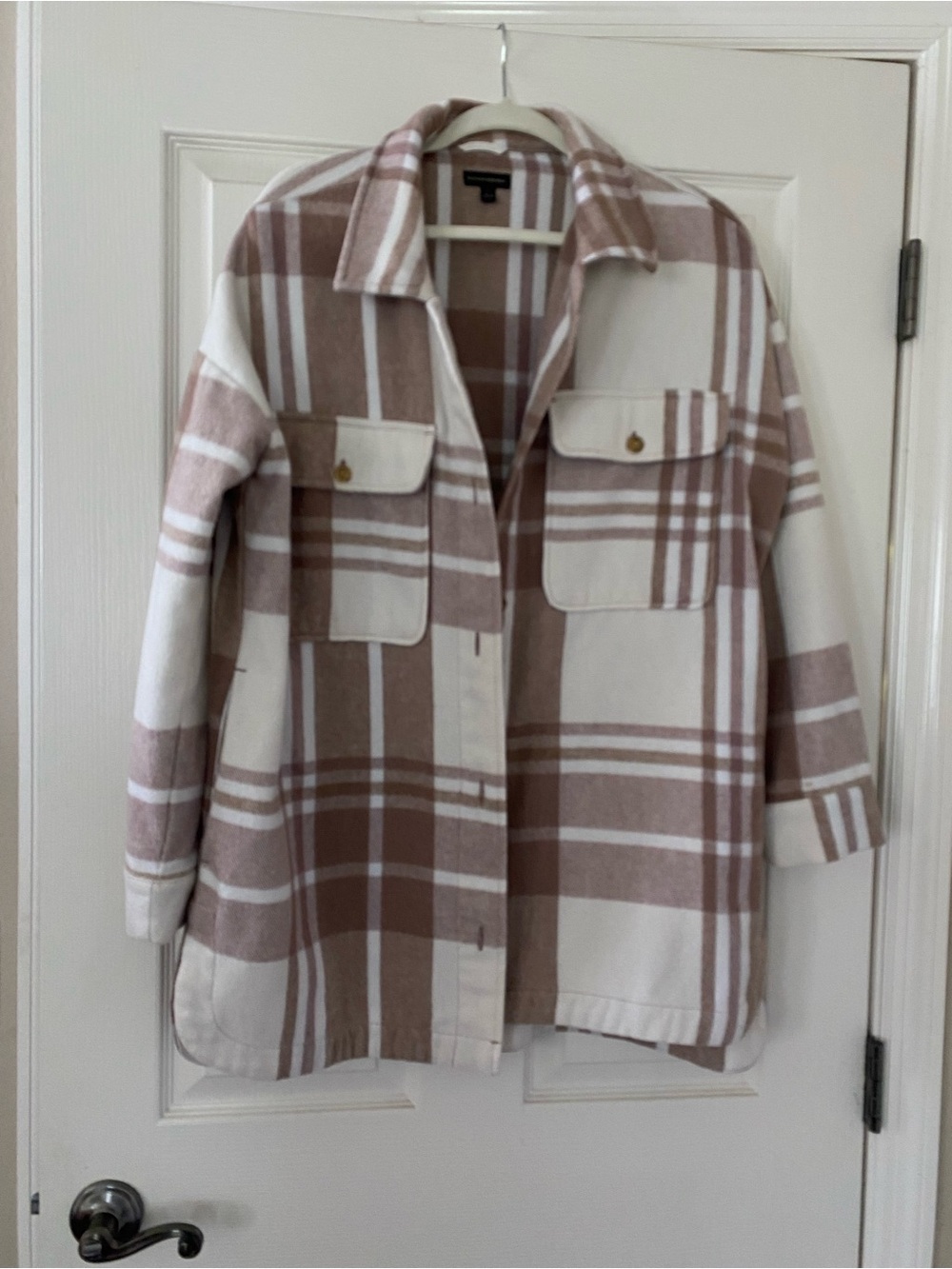Banana Republic Plaid Utility Jacket - Cream and Tan